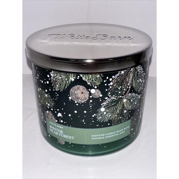Bath & Body Works Winter Pear Forest White Barn 3 Wick Candle 14.5oz 2023 NEW - Picture 2 of 16